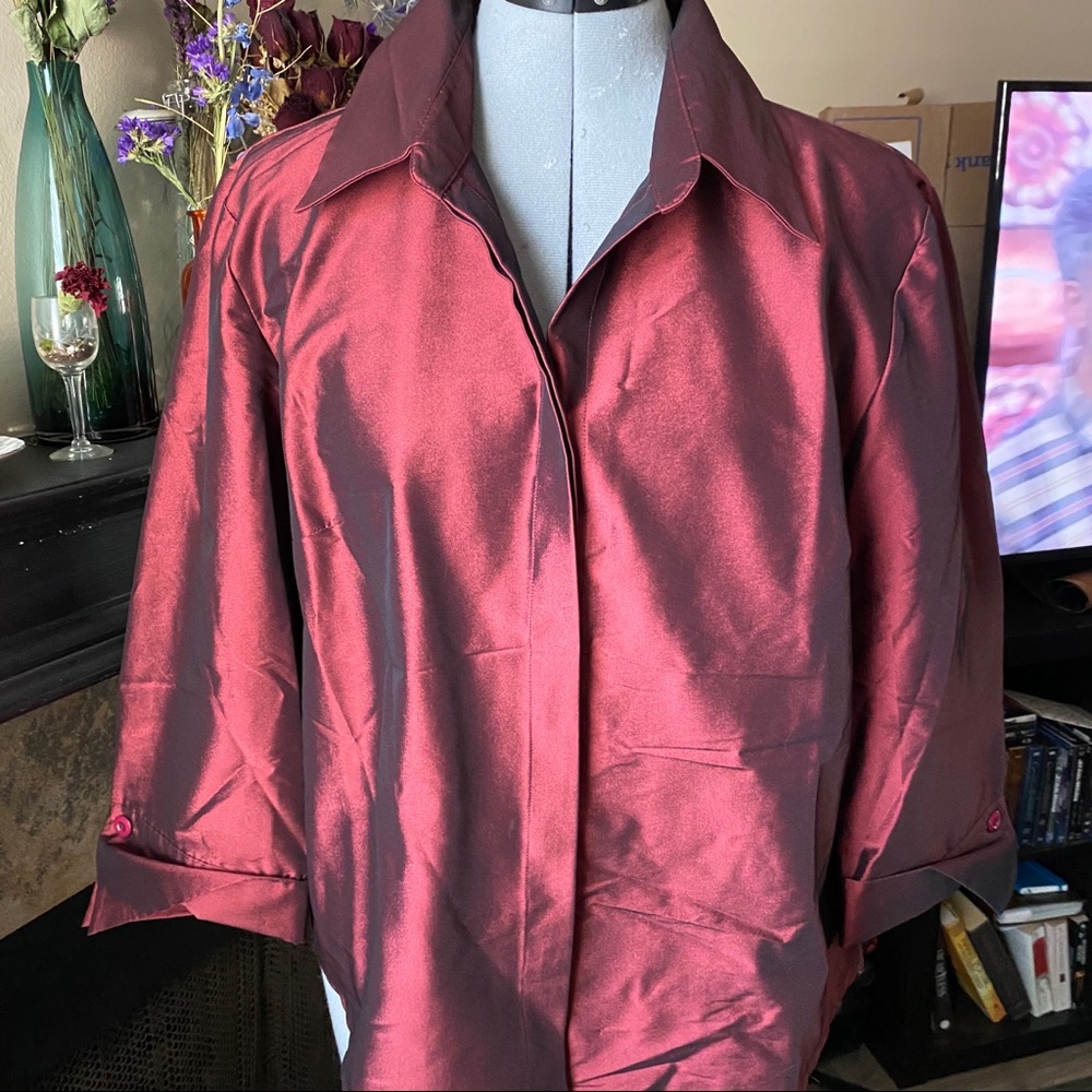 Silky Maroon Coldwater Creek Button Up